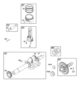 Crankshaft Group Diagram and Parts List for 356447-3539-G1 200000 - 399999 Briggs and Stratton Engine